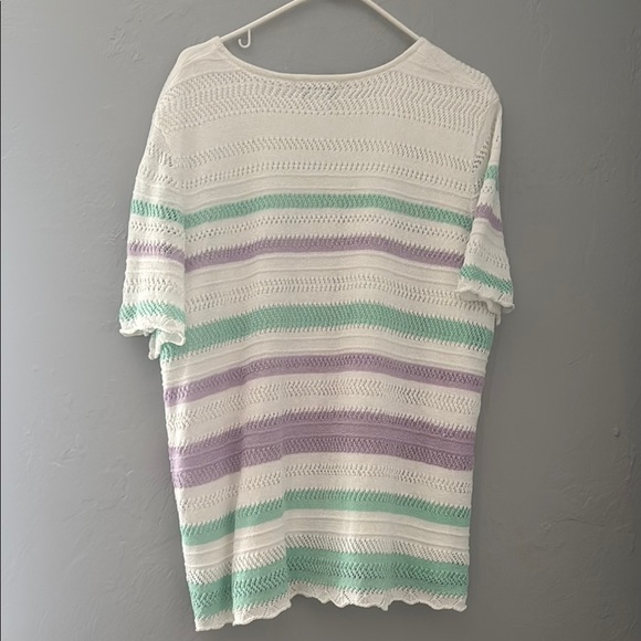 Alfred Dunner Relaxed Green and Purple Short Sleeve Tee 27 - Picture 8 of 9
